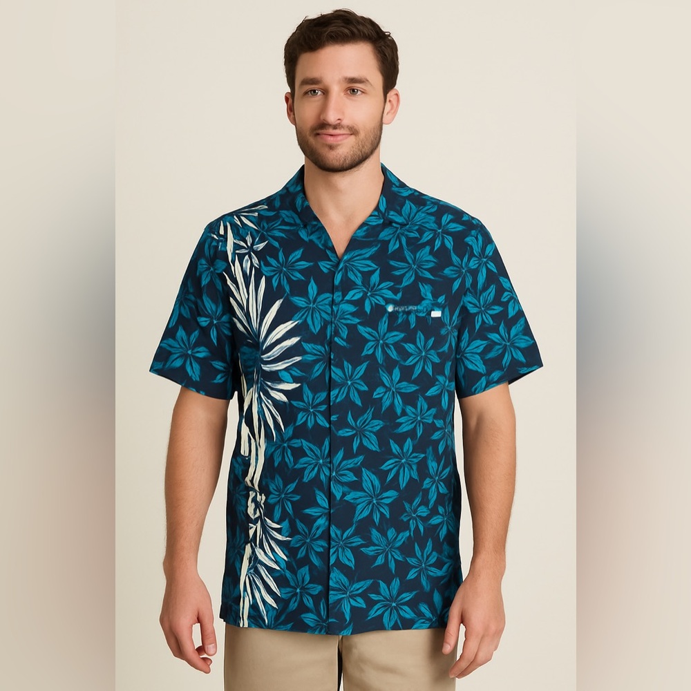 TAPA Bula Shirt 2XL Navy Blue Aloha Hawaiian Floral Cotton NWT